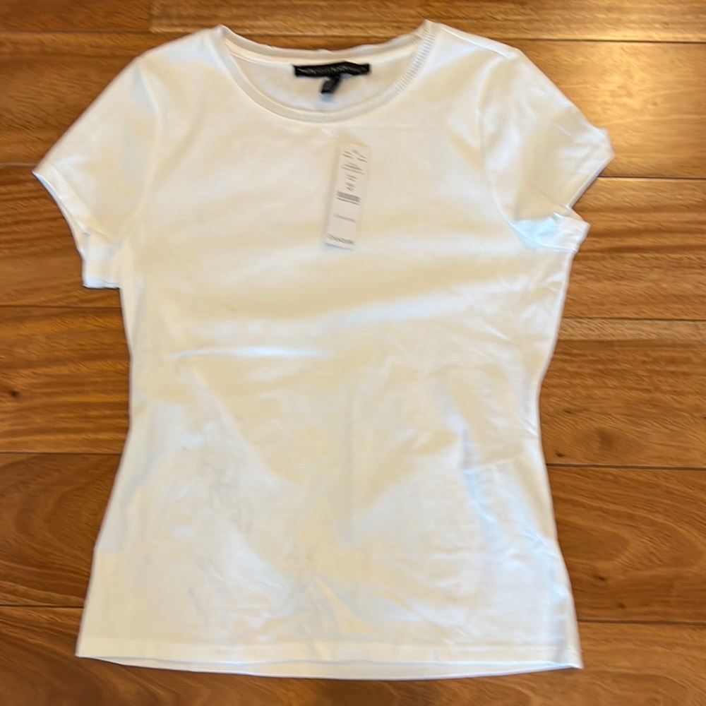 NWT White House Black Market short sleeve with small knit collar top